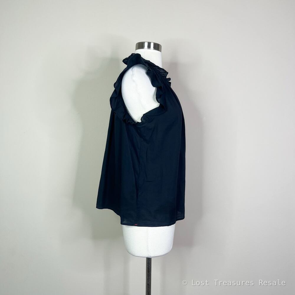 Xirena | Bex Ruffle Flutter Sleeve Bexie Cotton Designer Blouse Top Black Small - Picture 4 of 7
